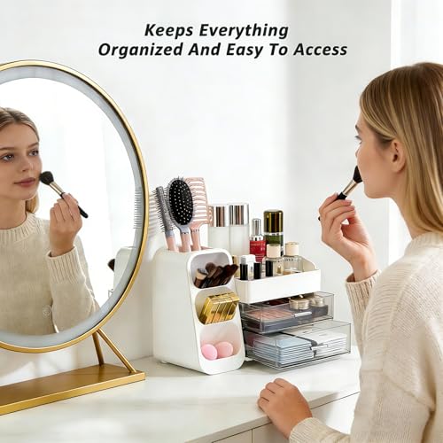 Makeup Organizer Countertop, Spacious Cosmetic Display Case with Makeup Brush Holder, Perf - image 6