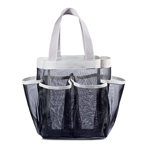 7 Pocket Shower Caddy Tote, Black - Keep your shower essentials within easy