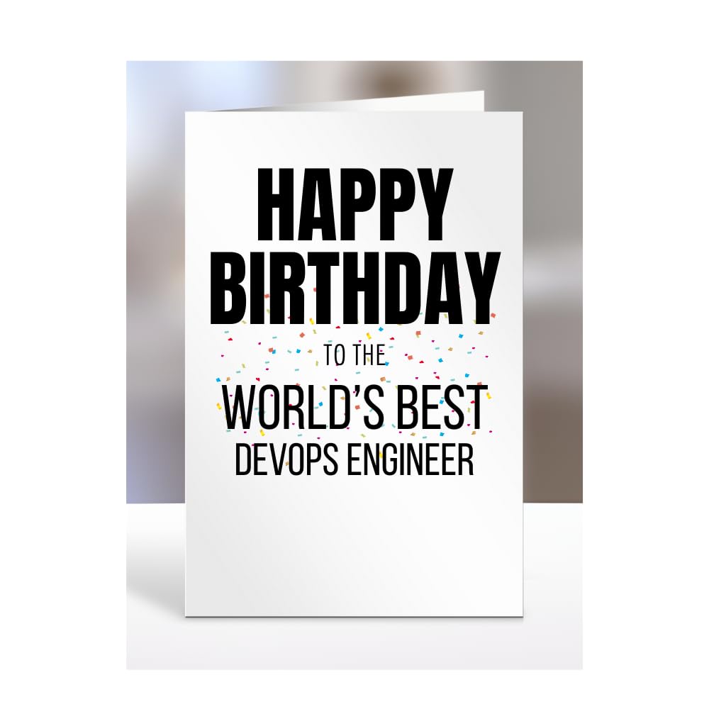 Happy Birthday to the World's Best DevOps Engineer Card, Great Gift for Work Colleagues, Boss, Manager, Funny Presents, Joke, Silly, A5-224a_242 — image 1