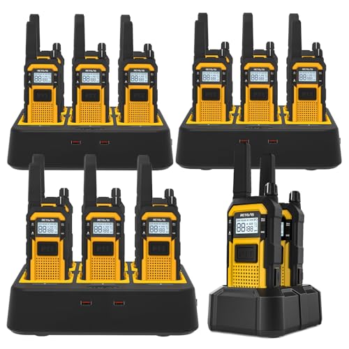 Image of Retevis RB48 Heavy Duty IP67 Waterproof-Walkie Talkies,Covers up to 300,000 Square Foot-Business 2 Way Radios for Manufacturing Warehouse Construction Jobsite-Radios and 6-Way-Charger Bundle (20 Pack)