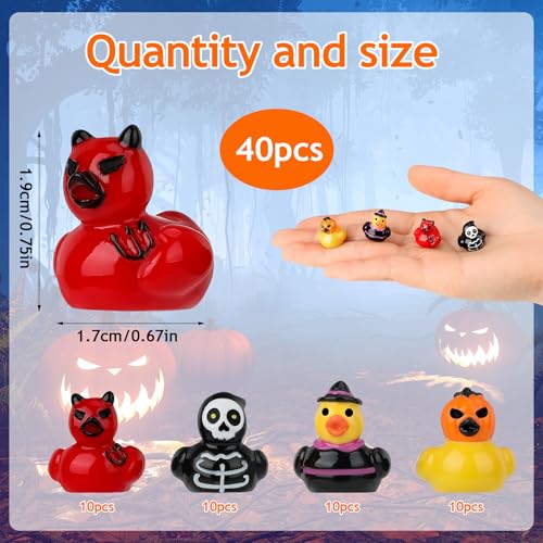 GGSTDDUP 40 Pcs Halloween Mini Resin Ducks, Tiny Halloween Ducks - image 2