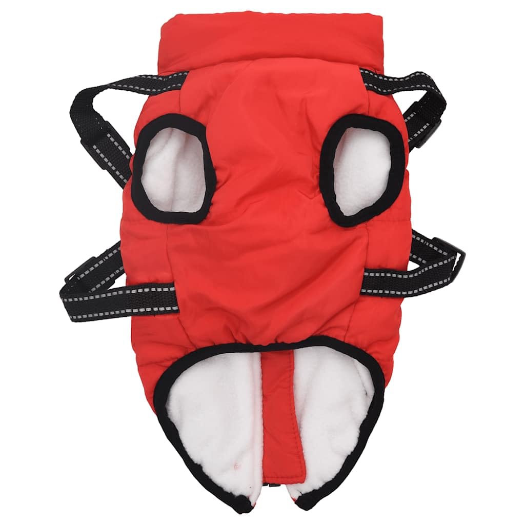Cappotto per cani con pettorina regolabile, impermeabile, rosso, L36, in poliestere e pile, con strisce riflettenti, per autunno e inverno, passeggiate e comfort all'aperto