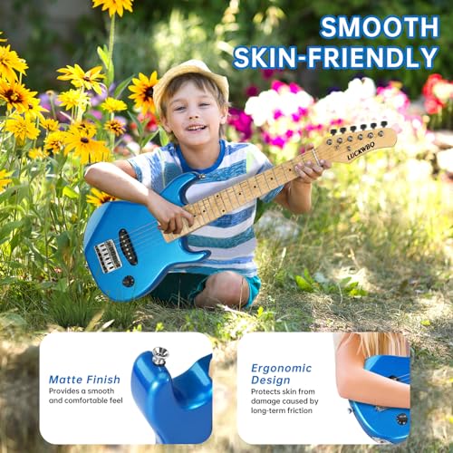 Image of 30 Inch Kids Electric Guitar Beginner Kits ST Style Mini Electric Guitar for Boys Girls，Electric guitar Starter Kit w / 5W Amplifier, Strap, Gig Bag, Strings, tuner，strings，Picks （Blue）