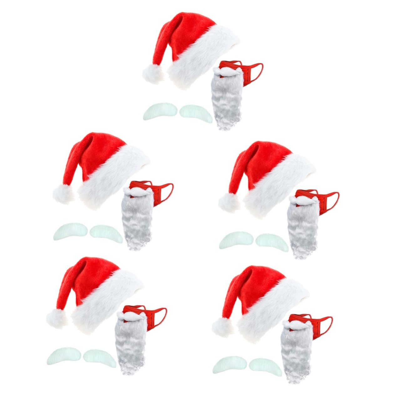 LIFKOME 5 Set Abito Natalizio Sopracciglio Finto Cappello Da Festa Di Natale Puntello Cosplay Di Babbo Natale Cappelli Di Accessorio Del Costume Di Babbo Poliestere Rosso