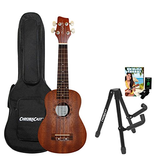 Sawtooth ST-UKE-MS-KIT-2 Mahogany Soprano Ukulele with Quick Start Guide, Stand, Gig Bag