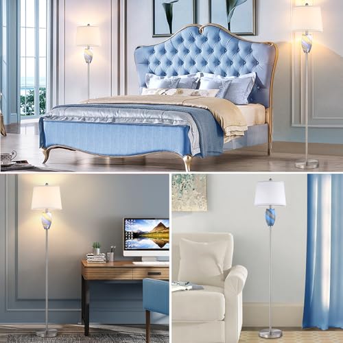 Image of Lovlast 65 inch Tall Floor Lamp, Blue Glass Modern Lamp for Living Room Bedroom