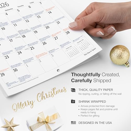 Image of RED EMBER This Day in Space 2026 Wall Calendar 12 Month | 12 inch x 24 inch Open | Thick & Sturdy Paper | Holiday Gift | Space Calendar 2026