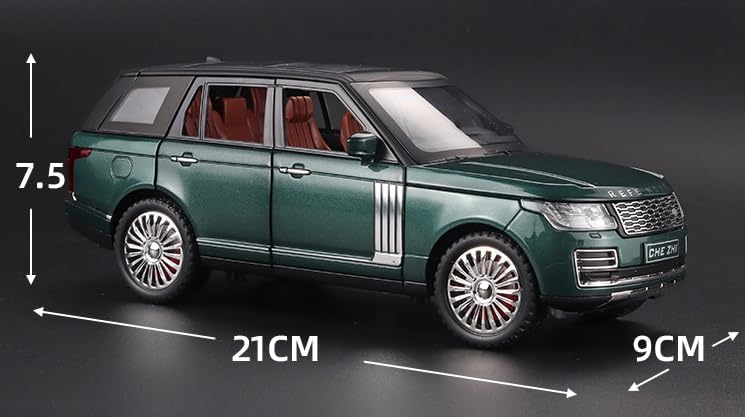 Image of 1:24 Metal Land Rover SUV Alloy Diecast Model Car Pull Back Vehicle with Openable Doors, Sound & Light, Toy for Kids Boys Girls, Collectible Die-cast Model Car (Green)