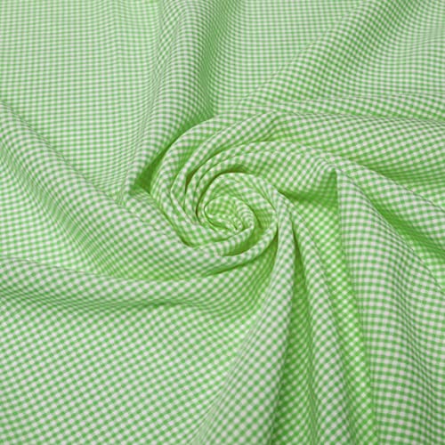 Premium Lime Mini Checkered Poly Poplin Fabric for Creative DIY Projects - 2 Yards of Versatile Textile