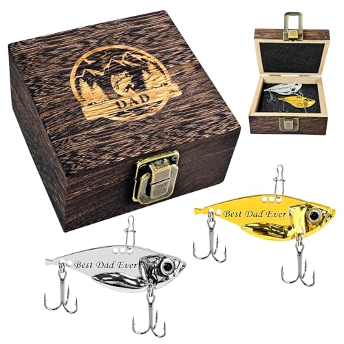 Fishing Gear Set Best Dad Ever All Saints Day Birthday Gifts for Men 2 Pack Metal VIB Fishing Lures Spoons Gifts from Son Swimbait Crankbait Saltwater Blade Bait Fishing for Bass Walleye Trout