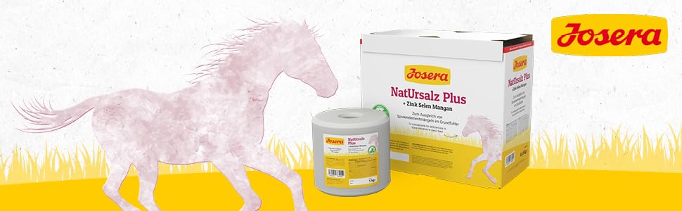 JOSERA Natursalz Plus (4 x 5 kg) | hohe Ausstattung an Zink, Selen und Mangan | Mineralfuttermittel für Pferde