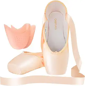 Tênis feminino de bailarina profissional para dança de balé acetinado para meninas com bolsa e biqueira