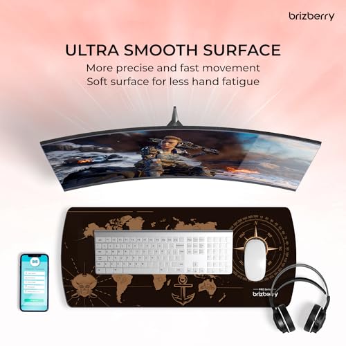 Image of Brizberry Extended Mouse Pad, Desk Mat, 740mm x 310mm x 3mm Large Printed Premium Anti Skid Rubber Base for Desktop Laptop Keyboard (DM Design 2)