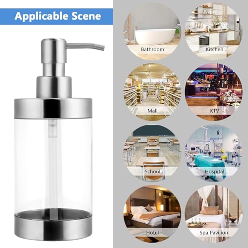 Soap Dispenser Stainless Steel and Acrylic Shampoo Lotion Pump Bottle for Bathroom Kitchen Sink Office Hotel for Kitchen Washing Up Liquid Hand Soap Shower Gel 300ML - Cosy Home Interiors Soap Dispenser Stainless Steel and Acrylic Shampoo Lotion Pump Bottle for Bathroom Kitchen Sink Office Hotel for Kitchen Washing Up Liquid Hand Soap Shower Gel 300ML - Image 6