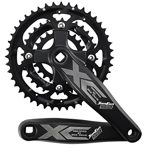 BESNIN Pédalier Triple VTT, Pédalier de Vélo à Axe Carré avec Manivelle 170mm, Plateaux 104/64 BCD - Compatible 3x7/8/9/10 Vitesses pour Route & BMX