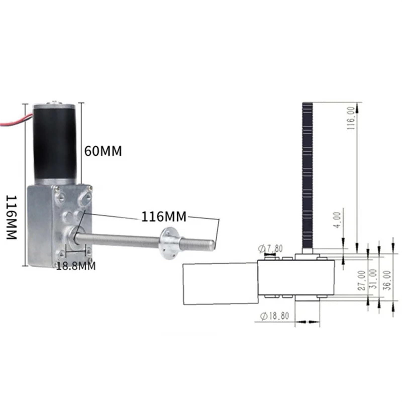 5840 31ZY DC 12V-24V silnik przekładni ślimakowej 12-470RPM wysoki moment