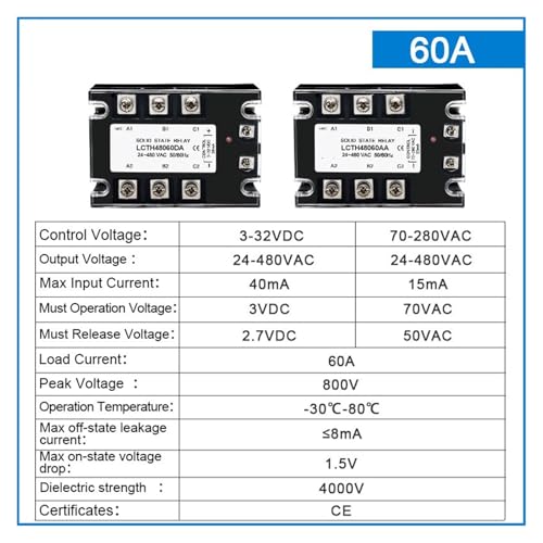 Relais statique triphasé 60A avec commande CC pour circuit industriel en 380VCA - 3