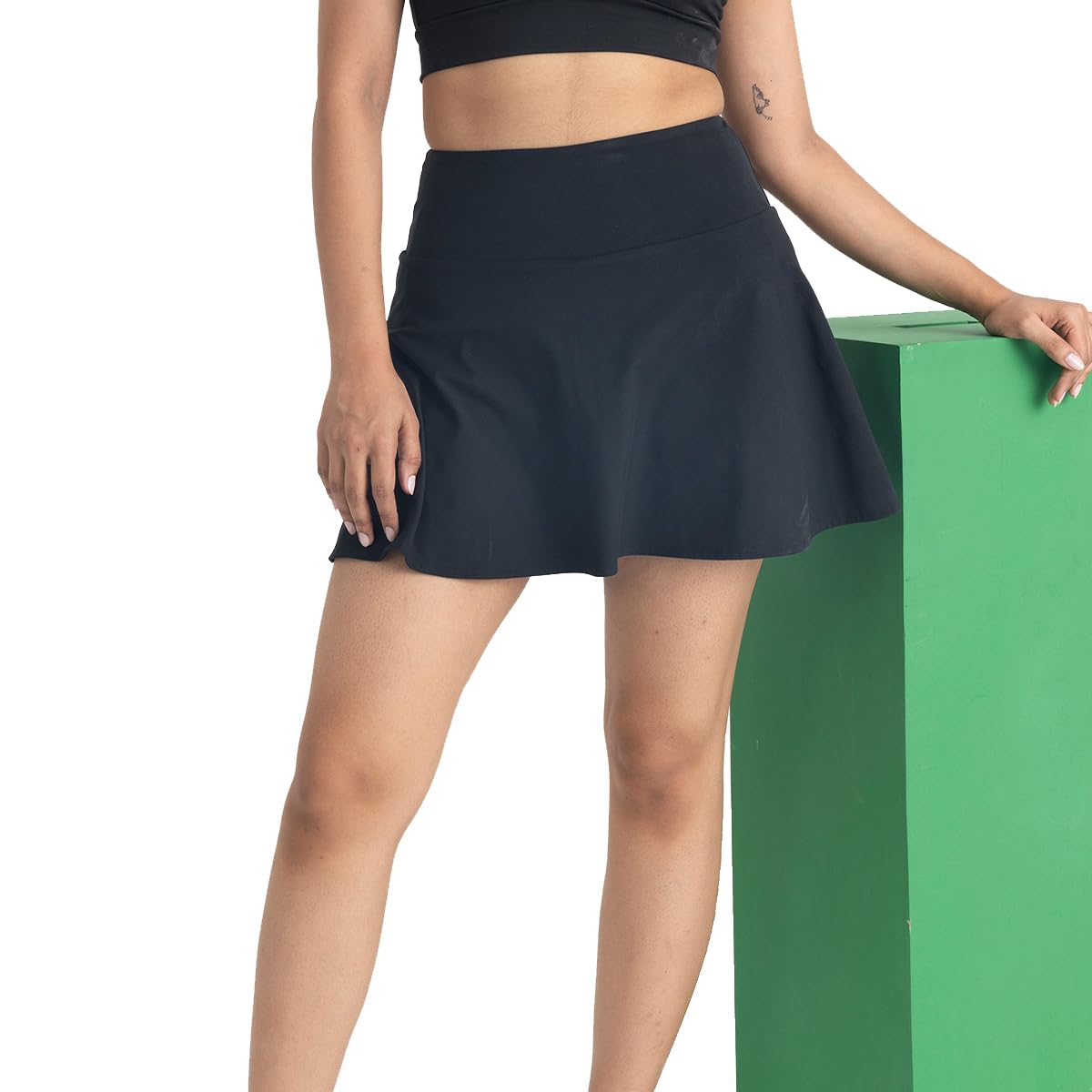 hunnit Skorts for Women | Tennis Skirt for Women Sports | Flared Skort with Side Pockets| High Waist Skort for Workout, Running, Cycling | 4 Way Stretchable Spandex Skort-picture-10