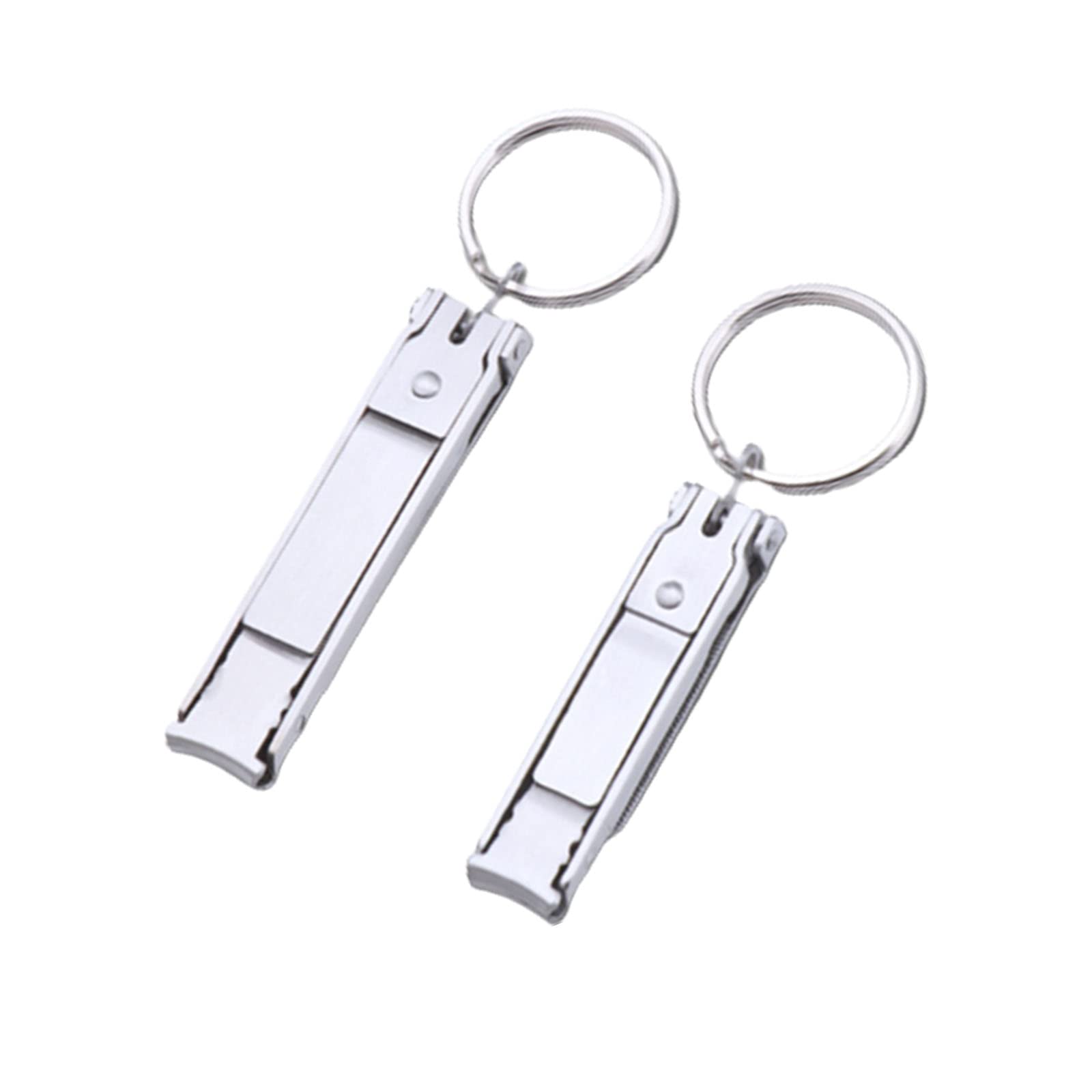 2 Pcs Multi Nail Clipper Ultra-Thin Portable Nail Cutter with Key Ring and Nail File Stainless Steel Foldable Manicure Set for Traveling, Home, Office