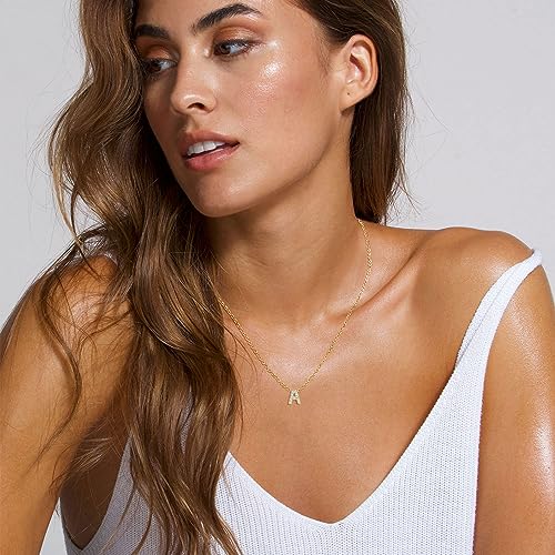 ZOERAY Initial Necklaces for Women Dainty Gold CZ Letter Necklace 14K Gold Plated Trendy Simple Cute Gold Choker Necklace Personalized Name A-Z Capital Necklace Jewelry Gifts for Women3