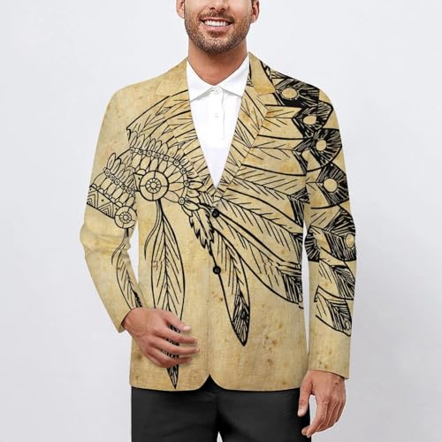 Native American Headdress Mens Blazer Suit Jacket Lightweight Slim Fit Casual Coat2