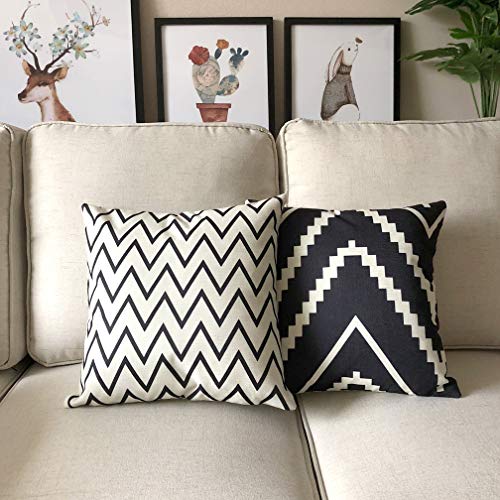 ULOVE LOVE YOURSELF Square Decorative Throw Pillows Cushion Covers Cotton Linen Black& Beige Stripes Modern Geometry Print Home Pillowcases 18 X 18 Inch,4 Pack(Stripe -1) ULOVE LOVE YOURSELF Square Decorative Throw Pillows Cushion Covers Cotton Linen Black& Beige Stripes Modern Geometry Print Home Pillowcases 18 X 18 Inch,4 Pack(Stripe -1)