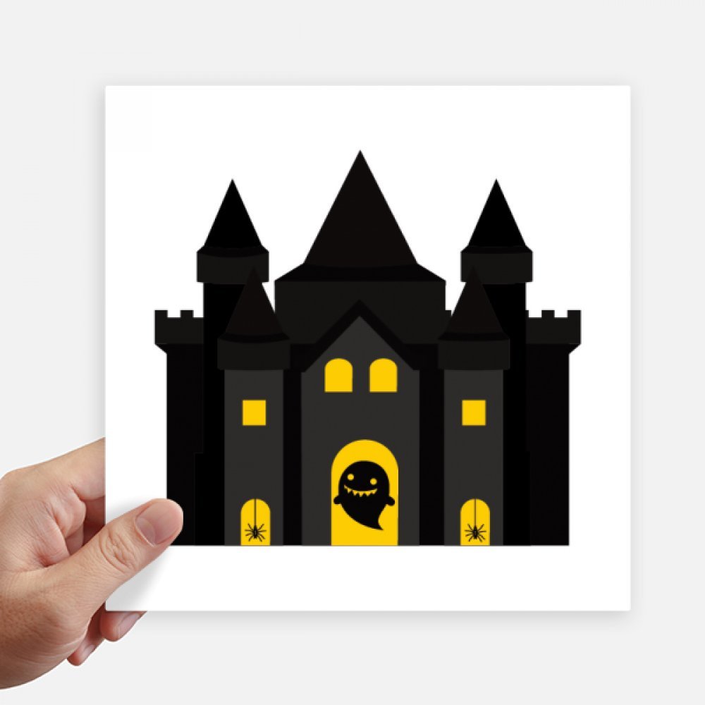 Autocollant carré 20cm château féerique illustration multicolore haute définition x4