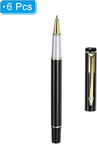 Miniatura 3 de PATIKIL Bolígrafo de metal de 5.315 in, paquete de 6 bolígrafos de gel de tinta negra de punta media de 0.039 pulgadas (0.039 in), bolígrafos de