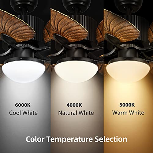 YITAHOME-Tropical-Ceiling-Fan-with-LED-Light-and-Remote-Control-52-Inch-Palm-Reversible-Fan-Light-with-Memory-Function-5-Leaf-Blades-and-Balance-Clips-Walnut YITAHOME Tropical Ceiling Fan with LED Light and Remote Control 52 Inch Palm Reversible Fan Light with Memory Function 5 Leaf Blades and Balance Clips Walnut