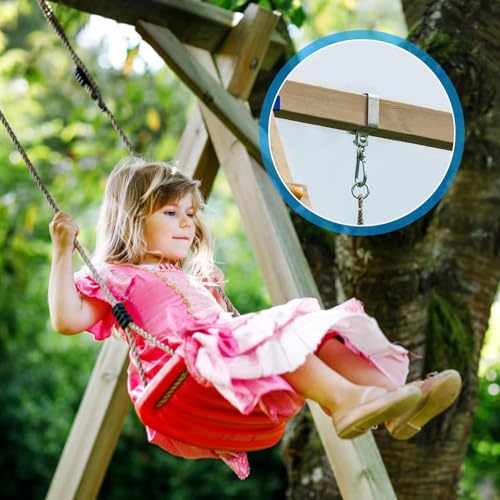 Byffoer Schaukelhaken 90x90 [2 Stück] Stahl verzinkt - Schaukelschelle mit Nylonlager und Karabinerhaken flüsterleise Schaukel Befestigung Schaukelhaken für Holzbalken 9x9 Schaukel Aufhängung