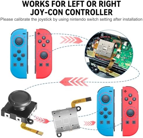 Joycon Joystick Replacement 4 Pack, Switch Joysticks Replacement for Nintendo Switch, Switch Lite & OLED with Thumb Grips, Screws & Spudger by BGYTWEYTD - 2