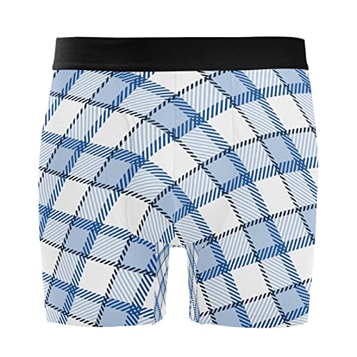Calzoncillos bóxer elásticos y ultrasuaves Vnurnrn tartán azul pack de 2 ropa interior cómoda