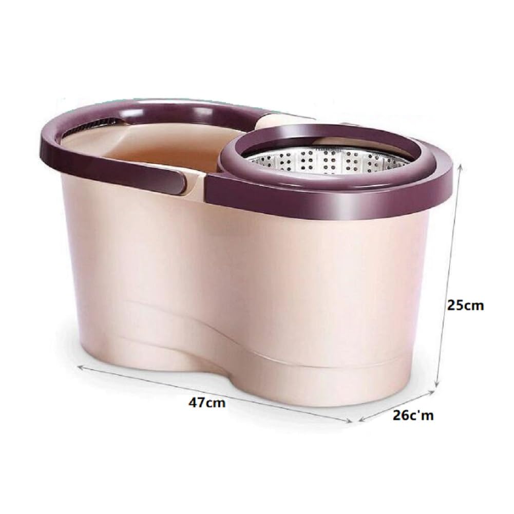 Juego De Fregona con Palo Telescopico, Cubo Escurridor Giratorio Fregona Giratoria para Limpiar El Suelo, Un Juego De Fregona 1X Y Cubo 1X, Cabeza De Fregona 4X,Negro