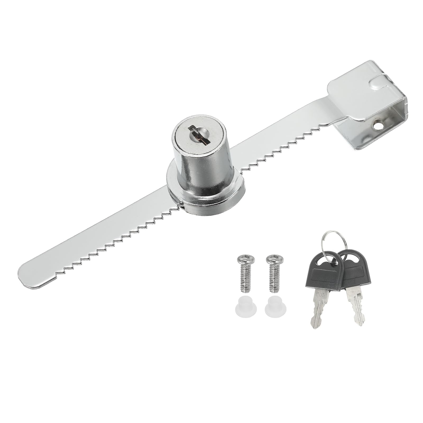PATIKIL Glass Cabinet Lock, Keyed Different Zinc Alloy Single Swing Showcase Lock No Drill Glass Door Lock for 6mm Glass Door, Silver