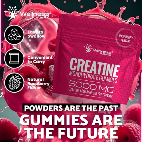 Image of Creatine Gummies 5000mg, 30 Servings Creatine Monohydrate Gummies - Third-Party Tested Creatine for Women, Raspberry Flavor Creatine for Men, Muscle Growth, Strength, and Recovery - Pack of 1