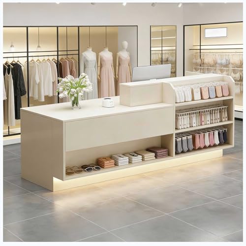 Escritorio moderno con iluminación LED, con cerradura, estante para teclado, ideal para tiendas, bares y oficinas, 100 x 60 x 100 cm