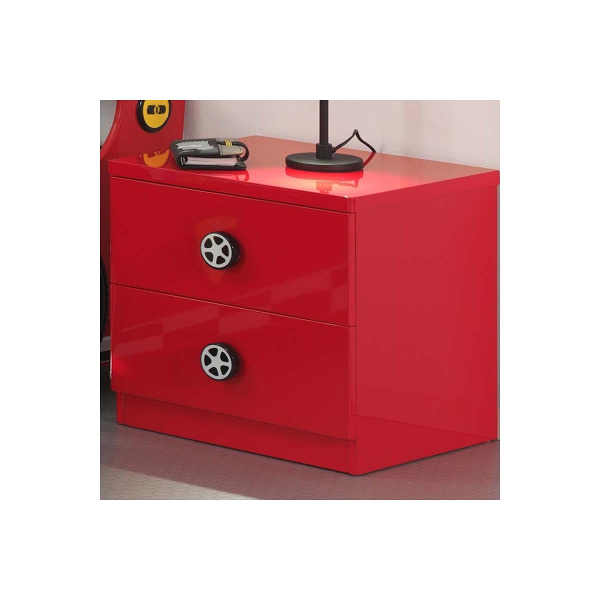 Paris Prix Table de Chevet Enfant Voiture Monza 50cm Rouge