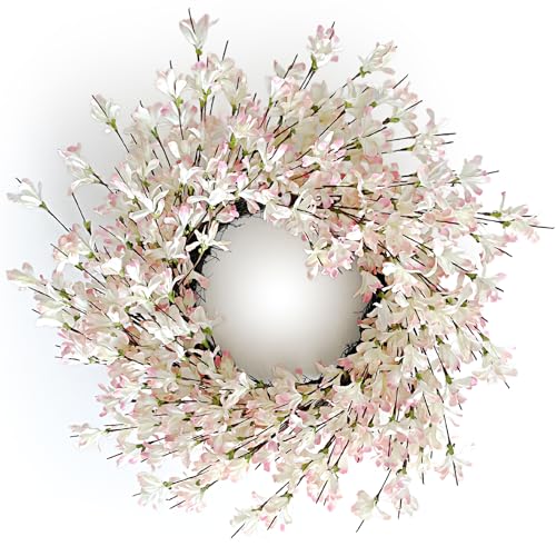 Pink Forsythia Door Wreath 24 Inch Spring Front Door Wreath Bloss...