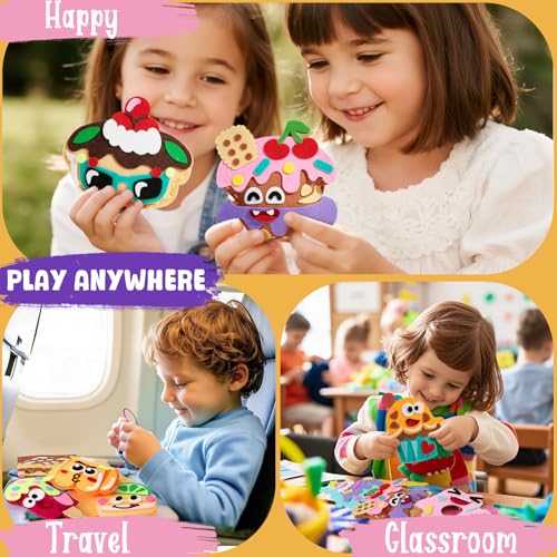 Image of Toylink DIY Sewing Kit for Kids Ages 4-12, 12 Dessert Felt Craft Kit with Pre-Punched Holes, Blunt Plastic Needles, Cotton Stuffing - First Sewing Kit STEM Learning Toys for Girls Boys Birthday Gift
