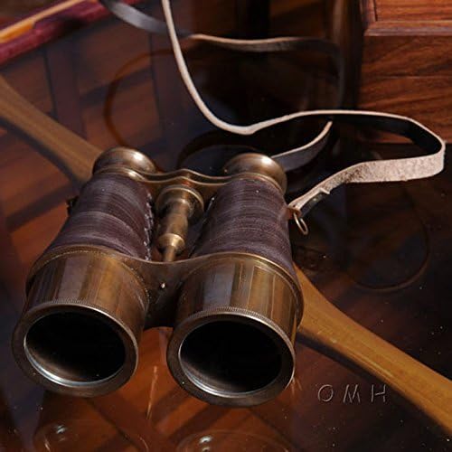 NauticalMart Brass Binoculars with Leather Overlay