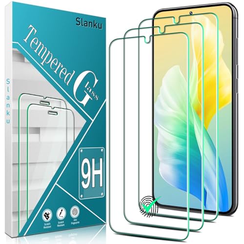 Slanku [3-Pack Screen Protector for Samsung Galaxy S23 5G Tempered Glass Support Fingerprint Reader Bubble Free Anti Scratch Easy installation