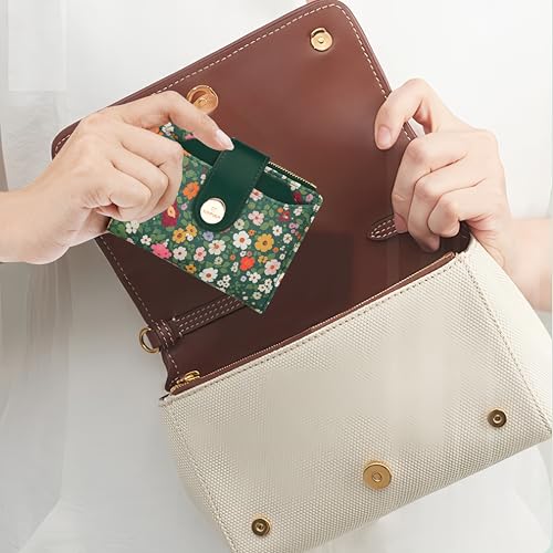 Image of Small Womens Wallet,Bifold Leather Wallet for Women RFID Card Holder Ladies Compact Pocket Wallet for Crossbody Bag (Green Floral)
