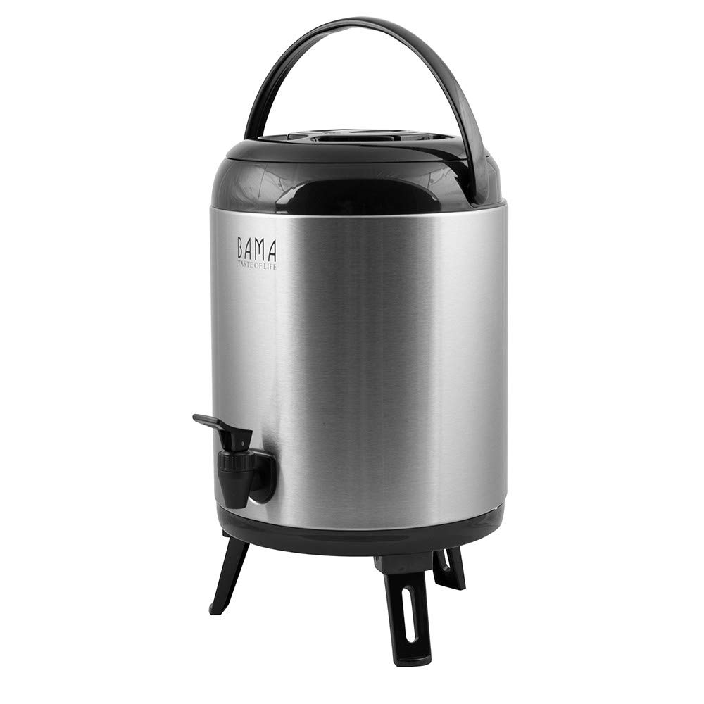 Bama Conterneur Isotherme avec Robinet 10L Portable Inox pour boissoins chaud ou froid Conservation 6h chaud, 8h froid