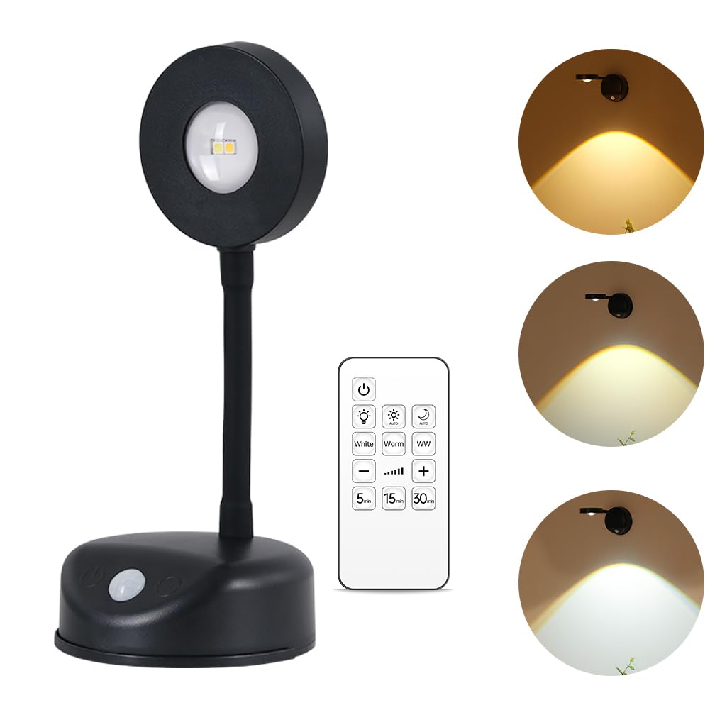 Vicloon 1Pcs-Black Battery Operated Picture Light Rechargeable,Wireless Picture Light For Wall With Remote,Dimmable 3 Colors,Memory & Timer Functions,Art Display Spot Lights For Pictures Art Portrait Wall Decor
