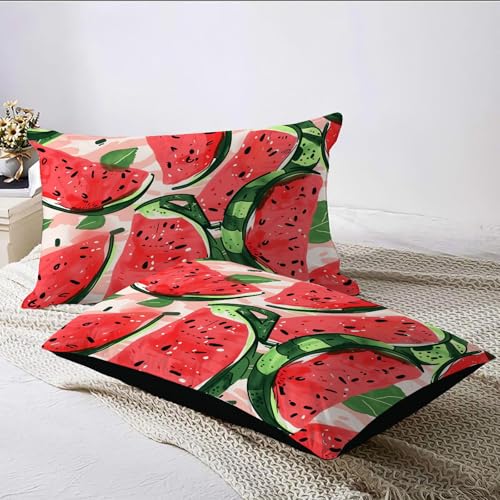 Housse de couette fermeture éclair parure lit pastèque 200x200 - 7