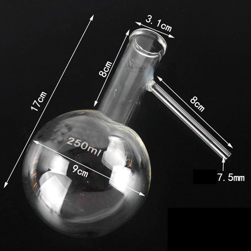 250ml Distillation Flask - Distillation Device with Nozzle for Purification and Reactions