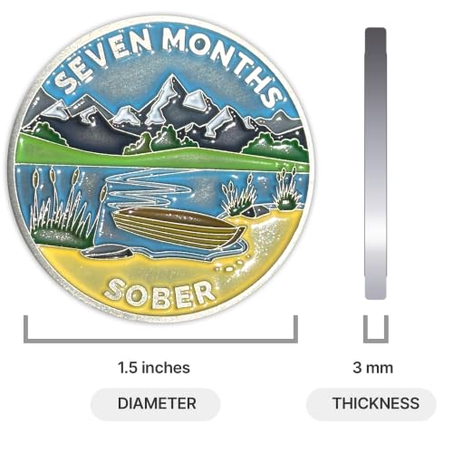 Image of The Achieve Mint 7 Months Sober Token | Seven Month Sober Chip | Non-AA Gift, Non-Religious Medallions for Men and Women Celebrating Sobriety
