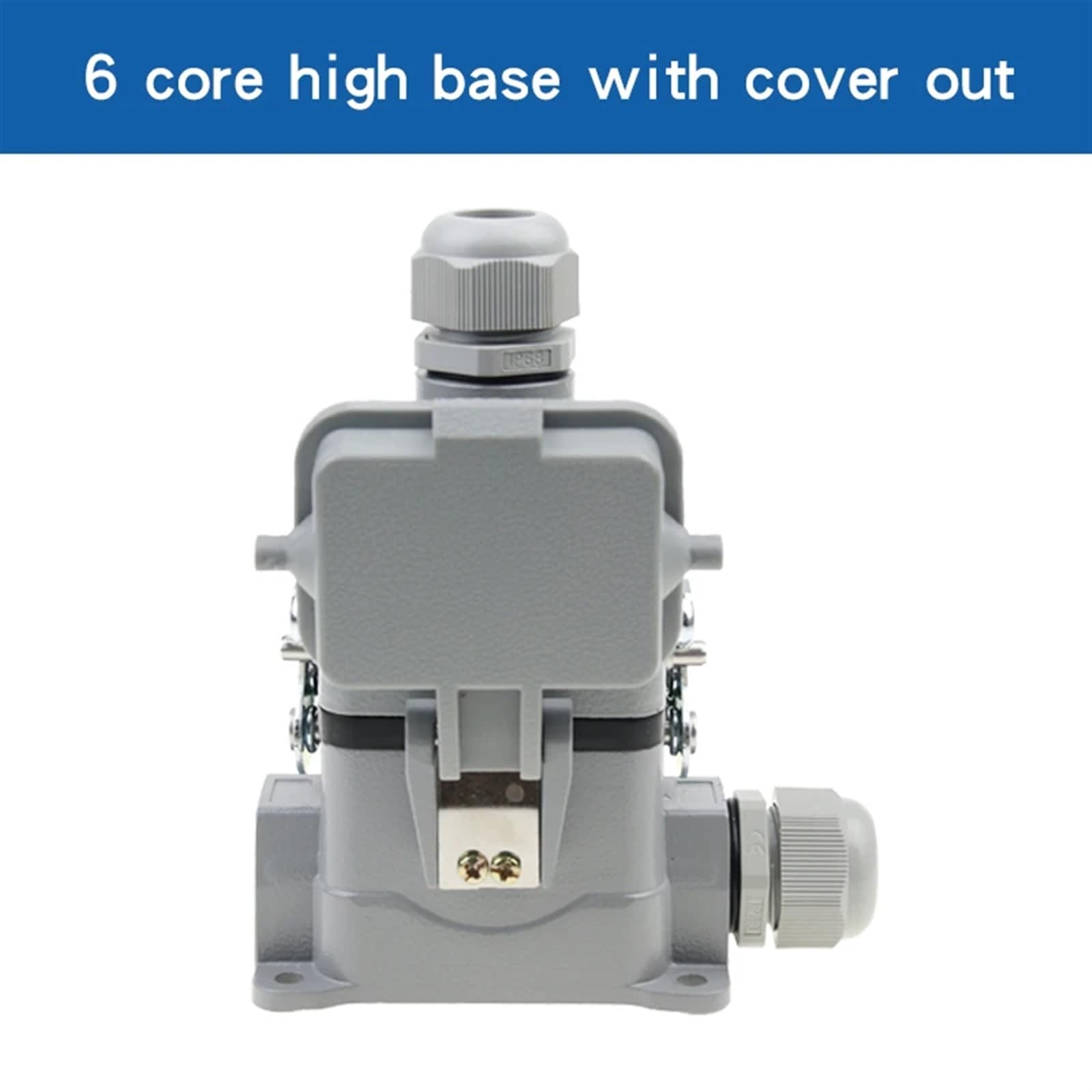 HDC-HE-06 Conector rectangular de alta resistencia 6 pines Enchufe impermeable de aviación industrial con cubierta protectora 500 V 16 A(High base top line)