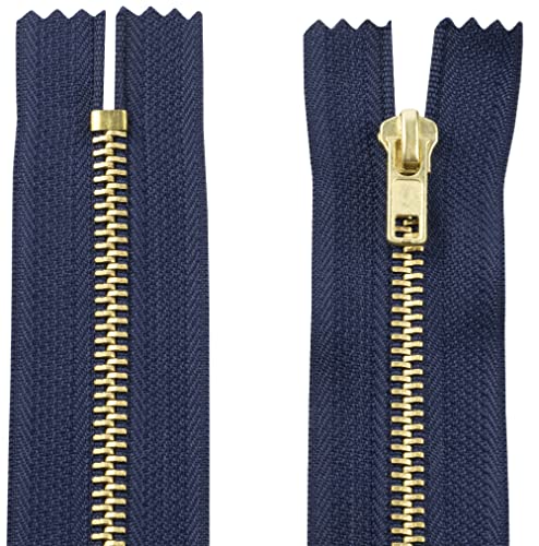 AERZETIX - C61315-2er-Set nicht trennbare Reißverschlüsse 20 cm aus metall - zipper - Farbe dunkelblau - nähzubehör lederwaren etuis röcke kleider hosen kurzwaren