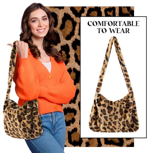 Cartera tipo clutch con estampado de leopardo, de felpa sintética, para mujer, ideal para invierno (mediana) miniatura 6